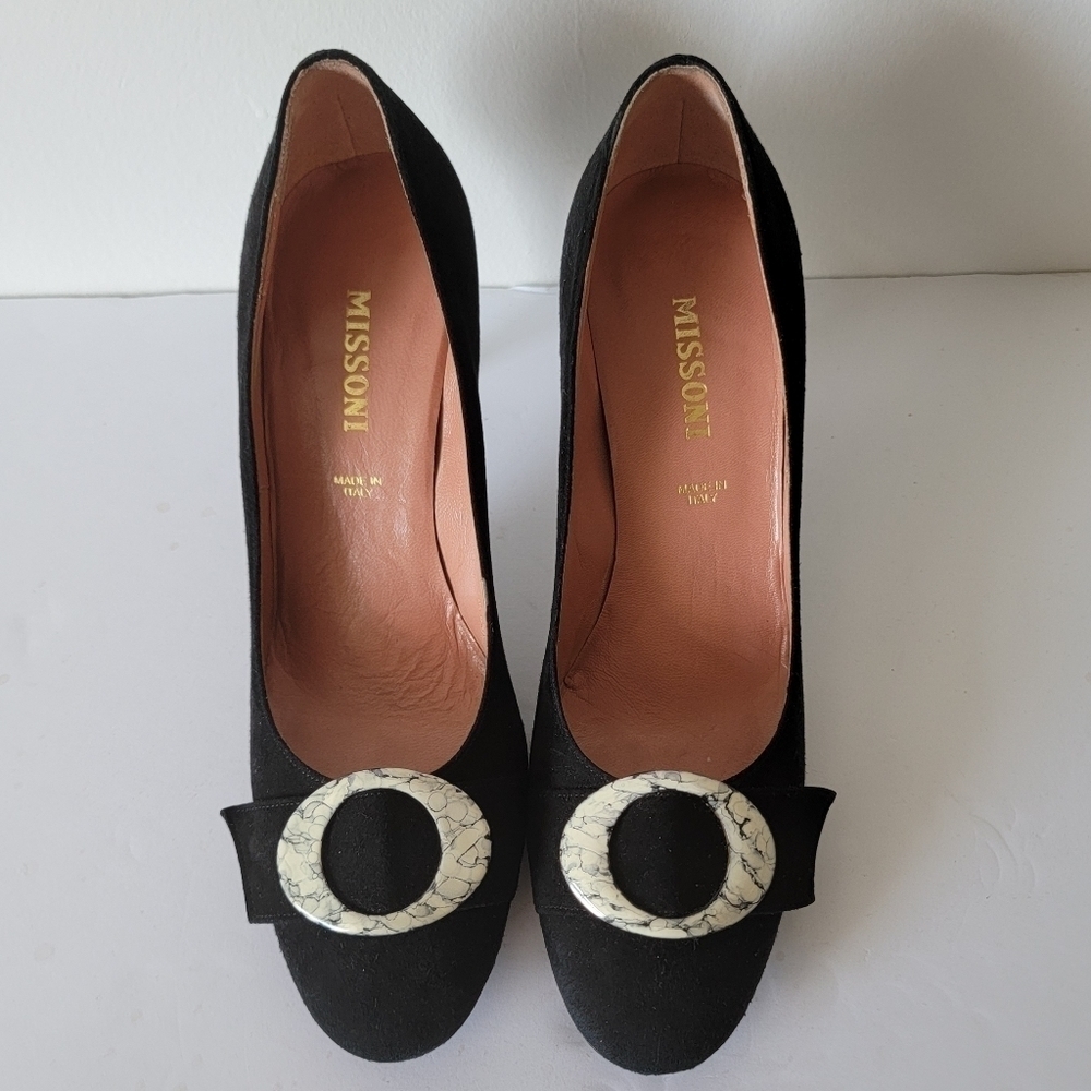 Missoni black and white marbel heel pump